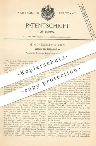 original Patent - M. M. Jaenningen , Wien , Österreich , 1897 , Gehäuse für Luftbefeuchter | Luchtfeuchte , Gebläse !!!
