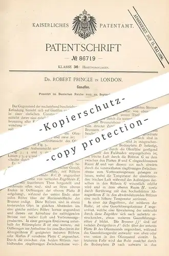 original Patent - Dr. Robert Pringle , London , England , 1895 , Gasofen | Gas - Ofen | Öfen , Ofenbauer , Heizung !!!