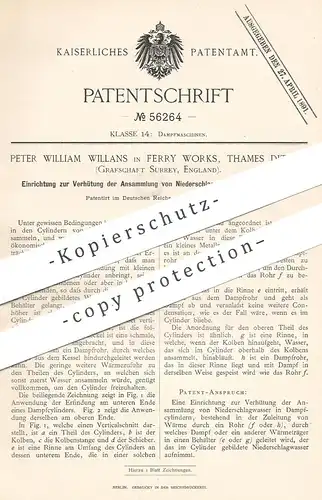 original Patent - Peter Will. Willians , Ferry Works , Thames Ditton Surrey England | Schutz vor Wasser im Dampfzylinder