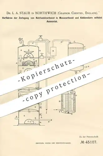 original Patent - Dr. L. A. Staub , Northwich , Chester , England | Zerlegung von Natriumbicarbonat in Monocarbonat !!!