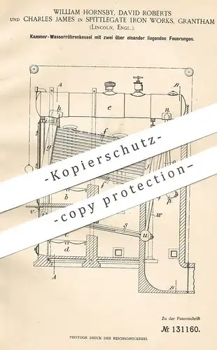 original Patent - W. Hornsby , David Roberts , Charles James , Spittlegate Iron Works Grantham , England | Röhrenkessel