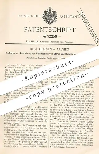 original Patent - Dr. A. Classen , Aachen , 1896 , Verbindungen von Stärke und Gummi mit Formaldehyd | Loew , Segell !!