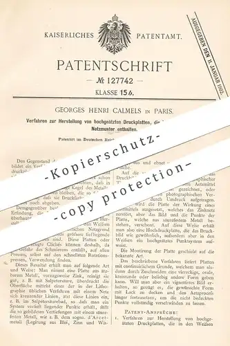 original Patent - Georges Henri , Calmels , Paris , Frankreich , 1901 , hochgeätzte Druckplatten | Druck , Druckerei !!