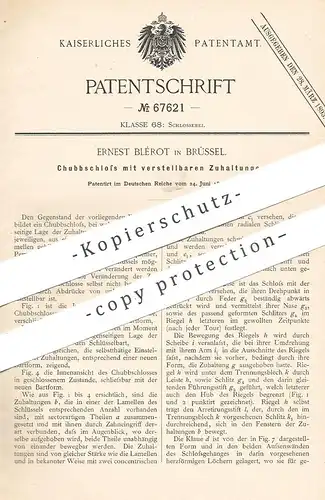 original Patent - Ernest Blérot , Brüssel , 1891 , Chubbschloss | Schloss | Türschloss , Tür , Fenster | Schlosser !!