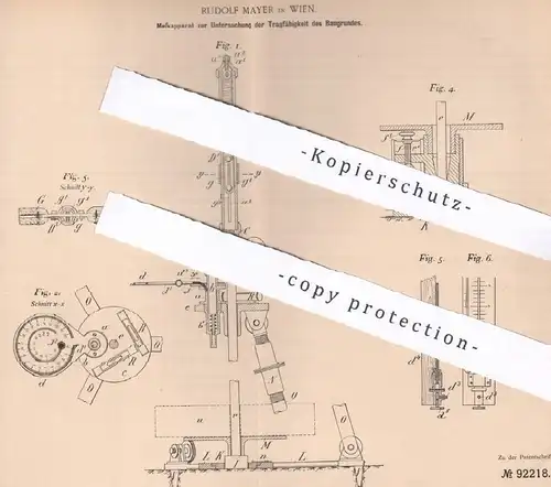 original Patent - Rudolf Mayer , Wien 1896 , Untersuchung der Tragfähigkeit v. Baugrund | Architekt , Statiker | Tiefbau