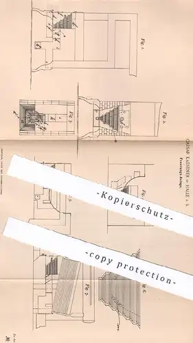 original Patent - Caesar Kaestner , Halle / Saale , 1892 , Feuerungsanlage | Feuerung | Ofen , Heizung , Gas , Kohle !!