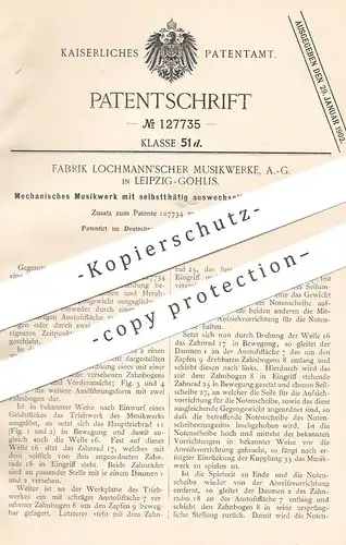 original Patent - Fabrik Lochmann'scher Musikwerke AG Leipzig / Gohlis , 1900 , Mechanisches Musikwerk | Musik , Noten !