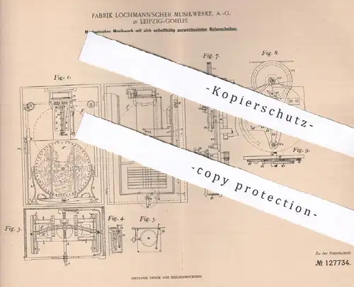 original Patent - Fabrik Lochmann'scher Musikwerke AG Leipzig / Gohlis , 1900 , Mechanisches Musikwerk | Musikinstrument