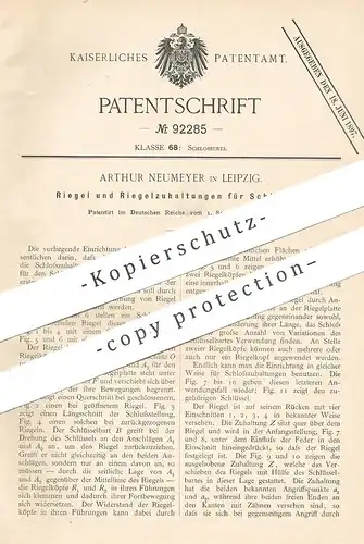 original Patent - Arthur Neumeyer , Leipzig , 1896 , Riegel und Riegelzuhaltungen für Schlösser | Schloss , Türschloss