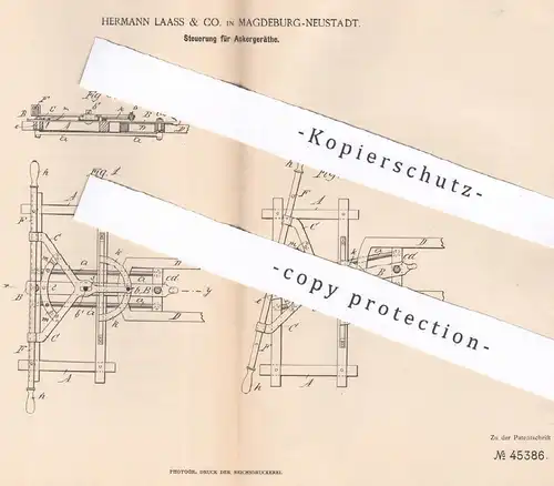 original Patent - Hermann Laass & Co. , Magdeburg / Neustadt , 1888 , Steuerung für Ackergerät | Egge , Pflug | Landwirt