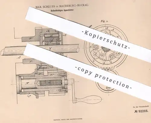 original Patent - Max Schluss , Magdeburg / Buckau , 1896 , Spannfutter | Bohrfutter , Bohrmaschine , Bohrer , Bohren !!