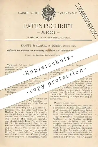 original Patent - Krafft & Schüll , Düren / Rheinland , 1895 , Herst. von Ketten aus Flachdraht | Kette , Draht , Metall