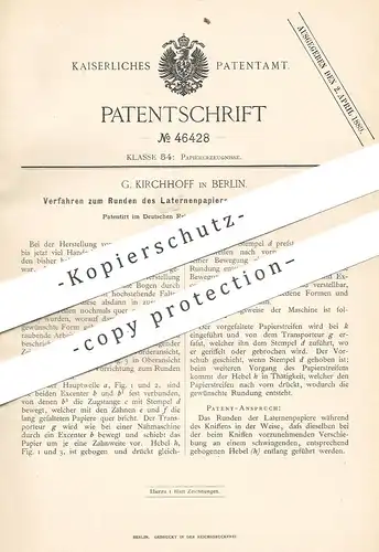 original Patent - G. Kirchhoff , Berlin , 1888 , Papierlaterne | Laterne aus Papier | Papierfabrik | Laternen , Licht