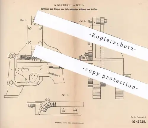 original Patent - G. Kirchhoff , Berlin , 1888 , Papierlaterne | Laterne aus Papier | Papierfabrik | Laternen , Licht