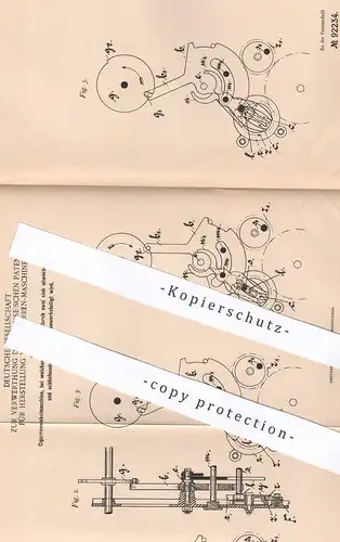 original Patent - Dt. Ges. zur Verwertung der J. Reuse'schen Patente Herst. v. Cigarren Maschinen | Zigarre , Zigarren