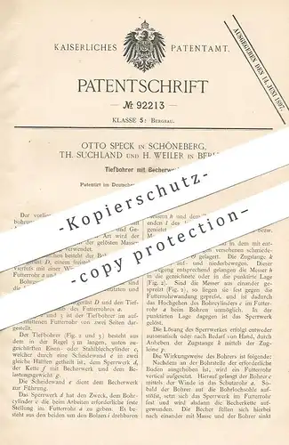 original Patent - Otto Speck , Th. Suchland , H. Weiler , Berlin / Schöneberg  1896 , Tiefbohrer | Bohrer , Bohrmaschine