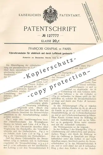 original Patent - François Chapsal , Paris , Frankreich , 1899 , Führerbremshahn für Luftdruckbremse | Bremse , Bremsen