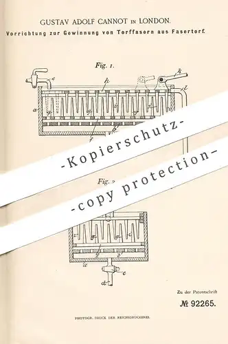 original Patent - Gustav Adolf Cannot , London , England , 1896 , Gewinnung von Torffasern aus Fasertorf | Torf , Faser