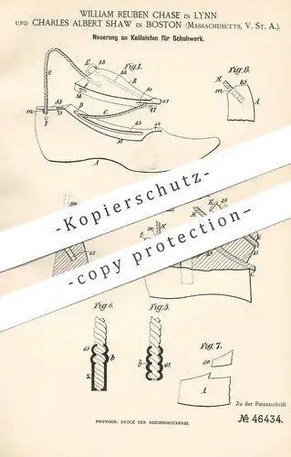original Patent - William Reuben Chase , Lynn | Charles Albert Shaw , Boston , Massachusetts USA | Keilleiste für Schuhe