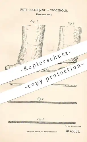 original Patent - Fritz Rosenqvist , Stockholm , Schweden , 1888 , Hosenschoner | Hose , Hosen , Schneider , Schneiderei