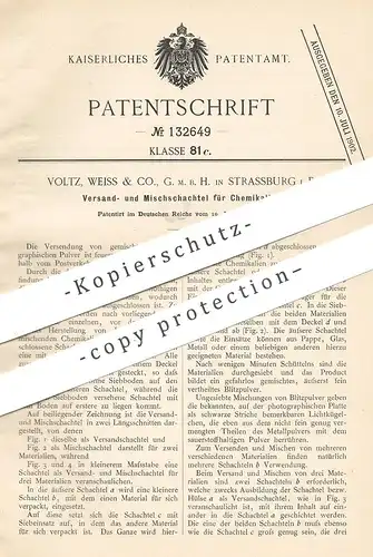 original Patent - Voltz , Weiss & Co. GmbH , Strassburg / Elsass , 1901 , Schachtel zum Versand von Chemikalien | Karton