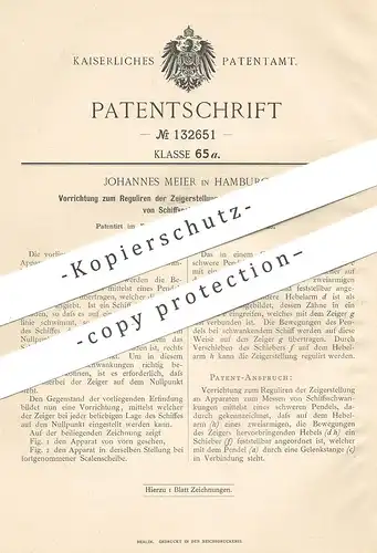 original Patent - Johannes Meier , Hamburg , 1901 , Messen von Schiffsschwankung | Schiff , Schiffbau , Pendel , Schiffe