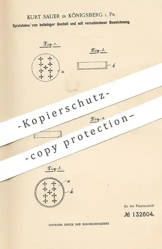 original Patent - Kurt Sauer , Königsberg / Preussen , 1901 , Spielstein , Spielsteine | Brettspiel , Spiel , Sport !!!