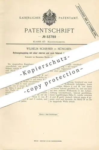 original Patent - Wilhelm Schirmer , München , 1889 , Reibungskupplung | Kupplung , Eisenbahn , Kupplungen !!