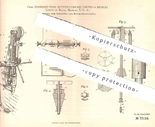 original Patent - Standard Pearl Button Comp. Ltd. , Detroit , Wayne , Michigan , USA | Schleifen der Knöpfe | Knopf