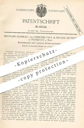 original Patent - Bertrand Hamburg u. Gebr. Paul & Eduard Ketterer , Frankfurt / Main , 1888 , Schaukasten | Reklame