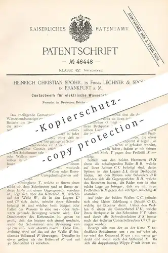 original Patent - Fa. Lechner & Spohr , Frankfurt / Main , 1888 , Kontaktwerk für elektrische Wasserstandsanzeiger !!!