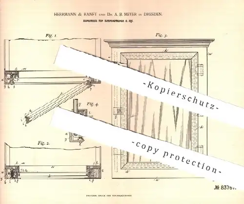 original Patent - Herrmann & Ranft , Dr. A. B. Meyer , Dresden , 1894 , Verschluss für Schranktüren | Beschlag , Schloss