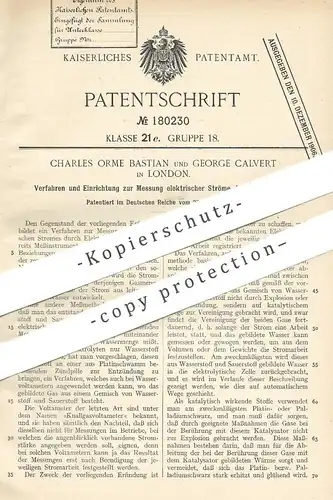 original Patent - Charles Orme Bastian , George Calvert , London , England , 1906 , elektr. Strom messen per Elektrolyse