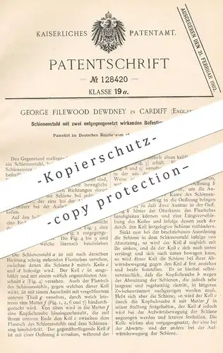 original Patent - George Filewood Dewdney , Cardiff , England , 1899 , Schienenstuhl mit Keil | Schiene , Eisenbahn !!