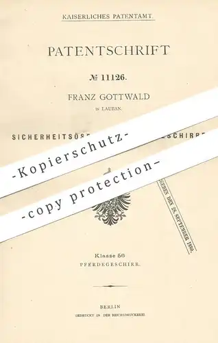 original Patent - Franz Gottwald , Lauban , 1880 , Sicherheitsöse für Pferdegeschirr | Pferde , Reitsport , Pferd !!!