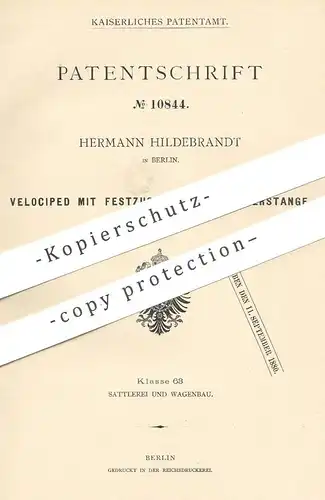 original Patent - Hermann Hildebrandt , Berlin , 1879 , Velociped | Fahrrad , Fahrräder , Kutsche , Wagen , Hochrad !!!