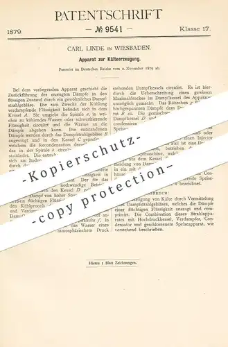 original Patent - Carl Linde , Wiesbaden , 1879 , Apparat zur Kälteerzeugung | Kühltechnik , Kühlschrank , Kühlung !!!