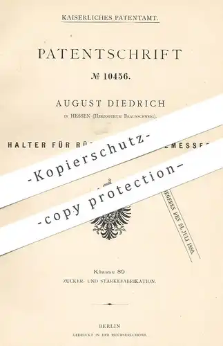 original Patent - August Diedrich , Hessen / Braunschweig , 1880 , Halter für Rübenschnitzelmesser | Messer , Zucker !!