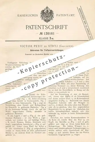 original Patent - Victor Petit , Stryj , Galizien , 1901 , Bohrwinde für Tiefbohrer | Bohrer , Bohrmaschine , Bohren !!