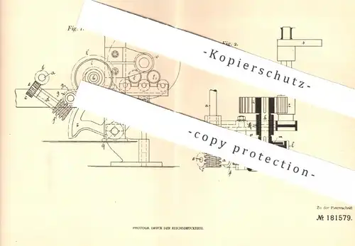 original Patent - Maschinenfabrik Zell J. Krückels , Zell , 1905 , Pressrollen für Kettenscheer- & Bäummaschine | Presse