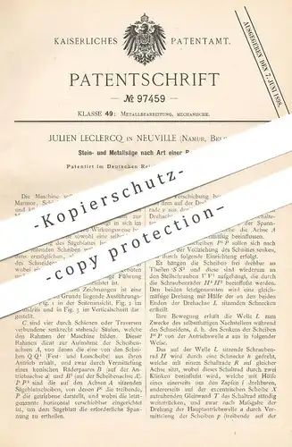 original Patent - Julien Leclercq , Neuville , Namur , Belgien , 1897 , Steinsäge , Metallsäge | Bandsäge , Säge , Sägen