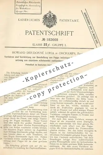 original Patent - Howard Dieudonné Loria , Orchamps , Frankreich , 1904 , Herst. von Pappe , Karton | Papier , Kartonage