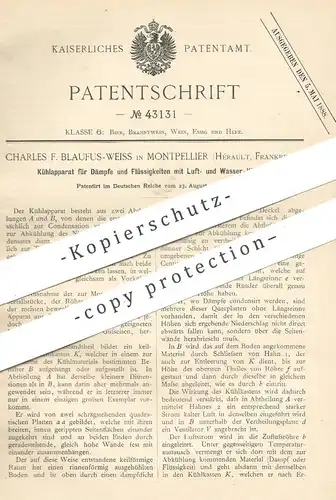 original Patent - Charles F. Blaufus-Weiss , Montpellier , Hérault Frankreich | Kühlapparat mit Luft- u. Wasserkühlung