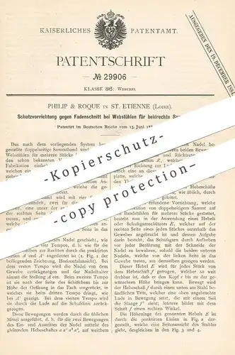 original Patent - Philip & Roque , St. Etienne , Loire , 1884 , Schutz am Webstuhl | Weben , Weber , Weberei | Samt !!!