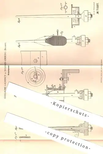original Patent - Guillaume Laurency , Dolhain Limburg , Belgien , 1893 , Drosselspindel | Spindel , Spinnrad , Spinnen