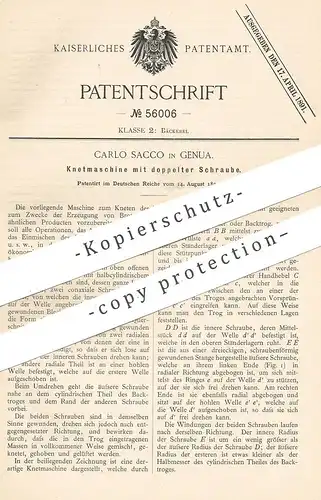 original Patent - Carlo Sacco , Genua , Italien , 1890 , Knetmaschine | Teig Kneten | Bäcker , Bäckerei , Brot , Kuchen