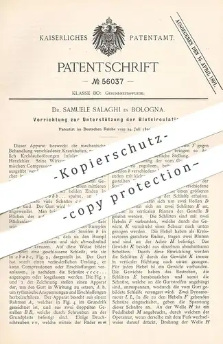 original Patent - Dr. Samuele Salaghi , Bologna Italien 1890 | Unterstützung der Blutzirkulation | Blut , Arzt , Medizin