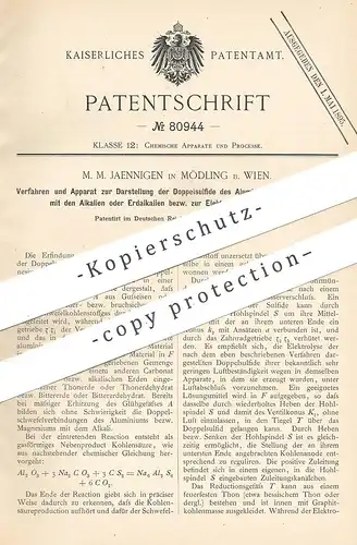 original Patent - M. M. Jaenningen , Mödling , Wien , Österreich , 1894 , Darst. der Sulfide von Aluminium | Elektrolyse