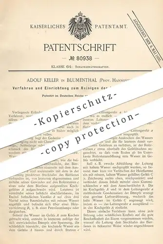 original Patent - Adolf Keller , Blumenthal / Hannover 1894 , Reinigen d. Bierleitung | Zapfanlage | Bier  Wasserleitung