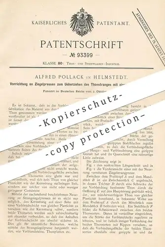 original Patent - Alfred Pollack , Helmstedt / Braunschweig , 1896 , Ziegelpresse | Ziegel - Presse / Ziegelei , Pressen